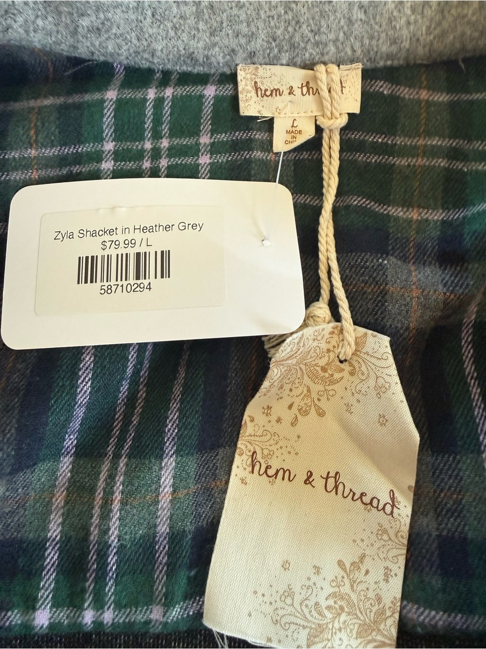 Hem & Thread Gray Button-Front Shacket - Picture 4 of 5